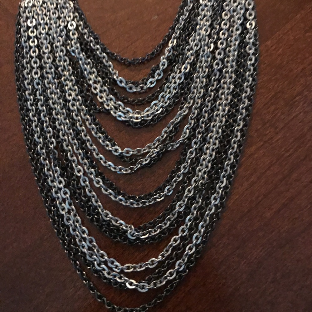 Statement Multistrand Silvertone Necklace - image 6